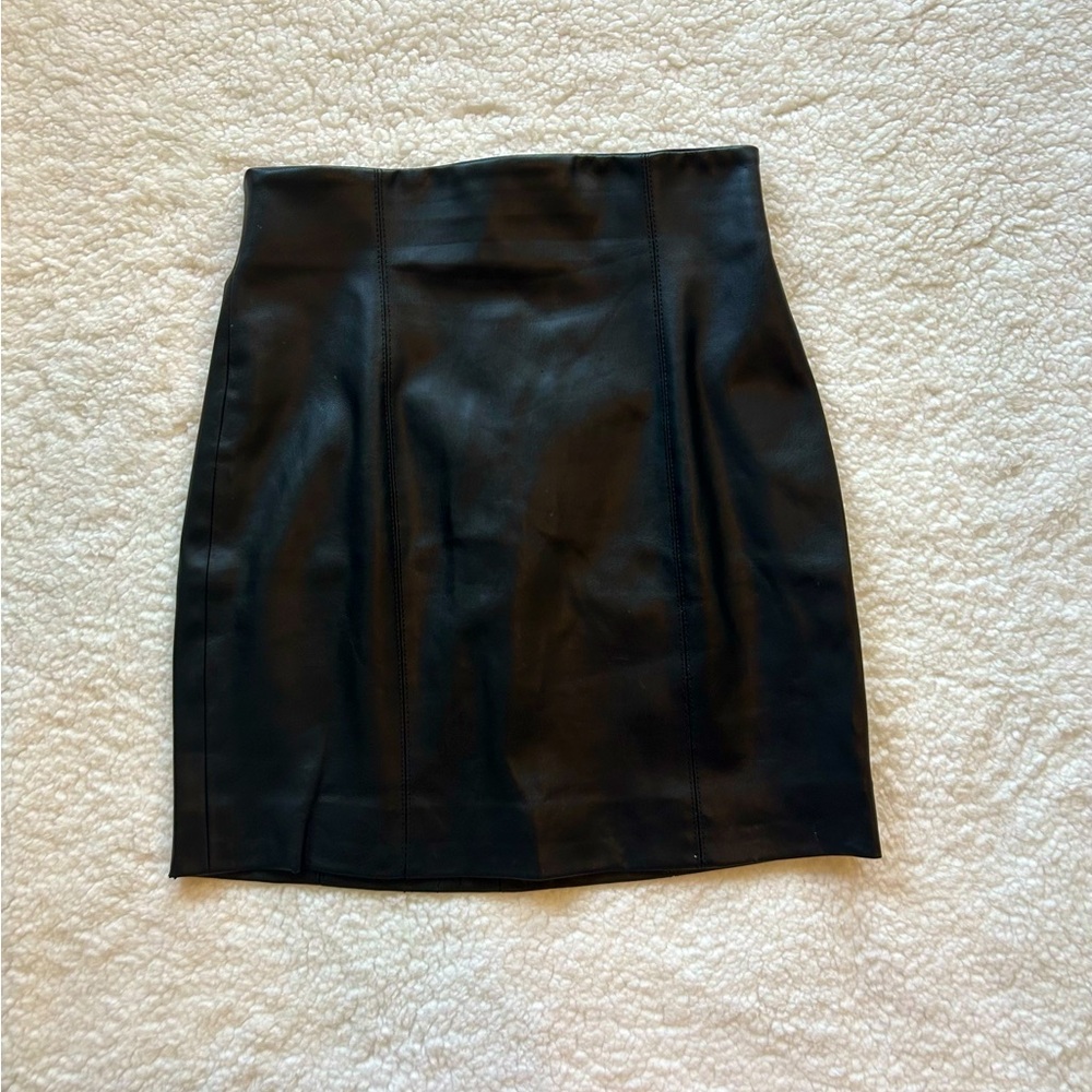 Black Faux Leather Mini Skirt